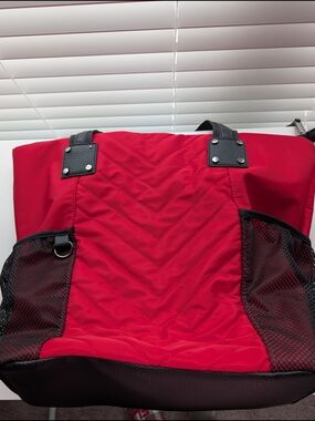 Red Quilted Tote Bag with Black Trim - Travel